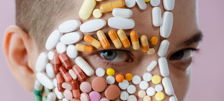 Woman with her face covered in medicine
