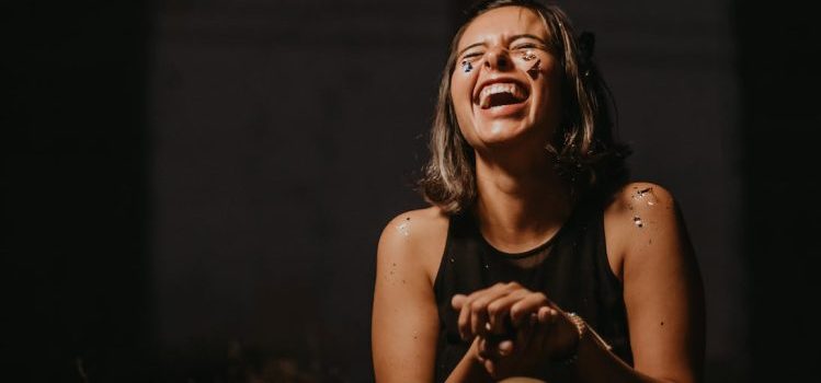 A woman laughing
